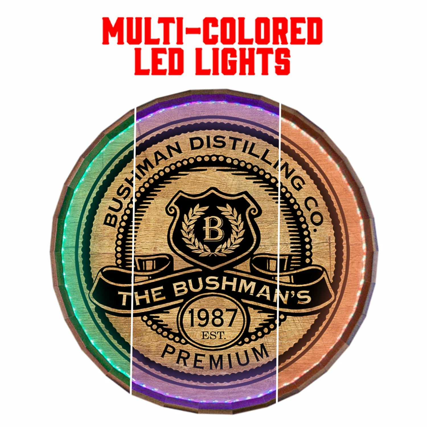 Custom LED Wood Barrel Top Sign - Premium 6 Custom LED Wood Barrel Top Sign - Premium - Image 4