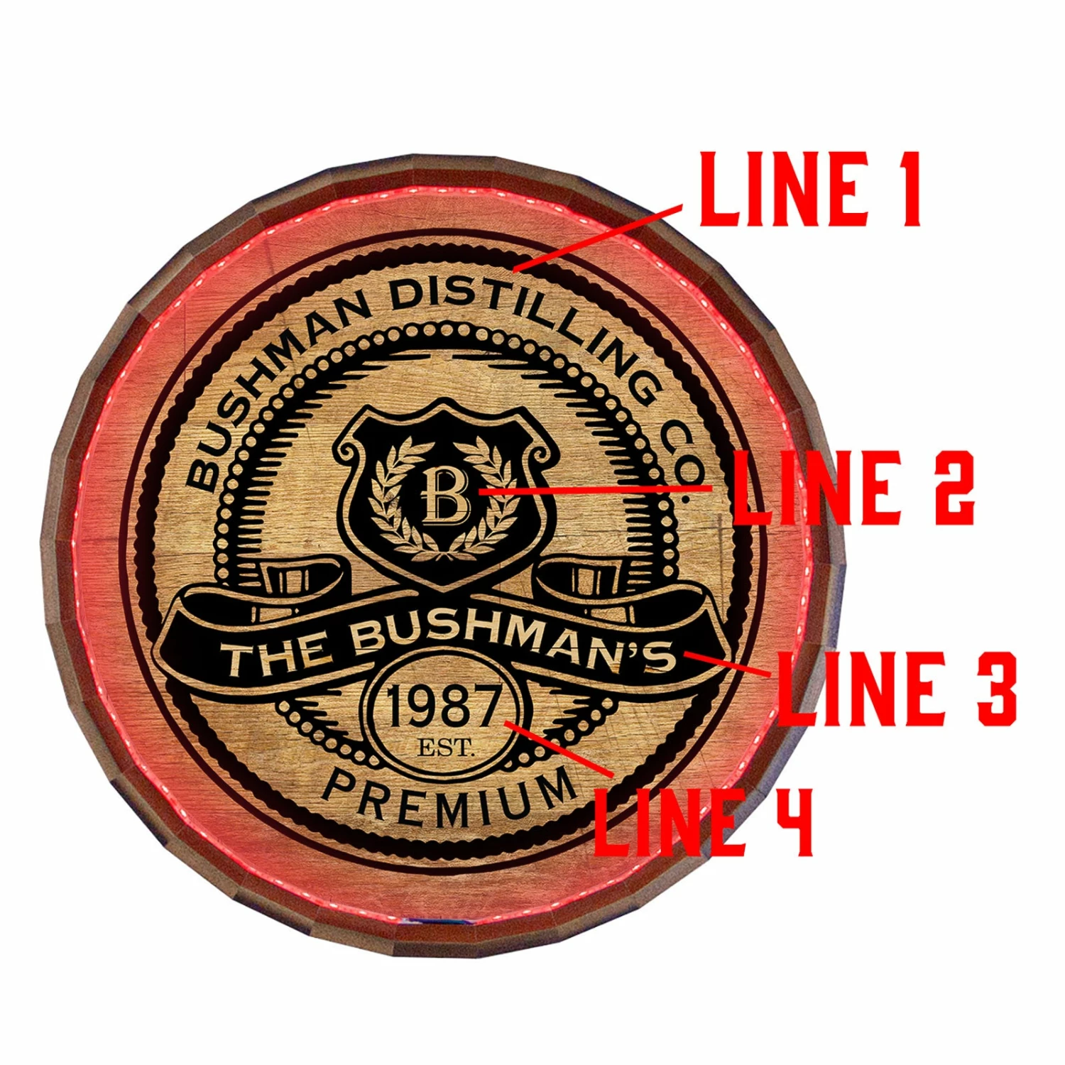 Custom LED Wood Barrel Top Sign - Premium 5 Custom LED Wood Barrel Top Sign - Premium - Image 3