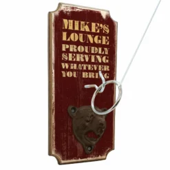CUSTOMIZABLE Wall Mounted Ring Toss Game With Bottle Opener - Lounge
