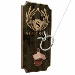 CUSTOMIZABLE Wall Mounted Ring Toss Game With Bottle Opener - Emblem Monogram