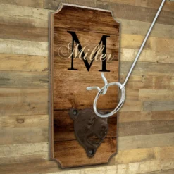 CUSTOMIZABLE Wall Mounted Ring Toss Game With Bottle Opener - Name Monogram -Endurance Sales WM ring toss bottle opener MONOGRAM wall