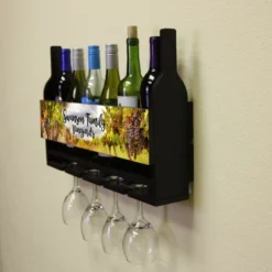 CUSTOMIZABLE Wall Mounted Wine Bottle & Glass Hanging Shelf W/ Vineyard Plaque -Endurance Sales Wine Bottle Glass Plaque 3 7961c662 7a5e 47b0 887b 0c892a51859c