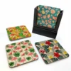 Wooden Coasters - Tropical - Set Of 4 W/ Coaster Caddy -Endurance Sales Wood Coaster All Tropical web
