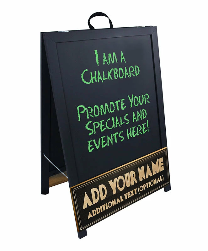 "ADD YOUR NAME" A-Frame Sidewalk Chalkboard Sign – Double Sided - Wood Finish Options - Design 3 6 "ADD YOUR NAME" A-Frame Sidewalk Chalkboard Sign – Double Sided - Wood Finish Options - Design 3 - Image 4