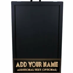 "ADD YOUR NAME" A-Frame Sidewalk Chalkboard Sign – Double Sided - Wood Finish Options - Design 3 9 "ADD YOUR NAME" A-Frame Sidewalk Chalkboard Sign – Double Sided - Wood Finish Options - Design 3 -Endurance Sales a frame sign with blk ayn board front