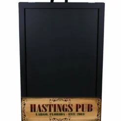 "ADD YOUR NAME" A-Frame Sidewalk Chalkboard Sign – Double Sided - Wood Finish Options - Design 1 -Endurance Sales a frame sign with nat ayn board front