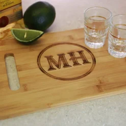 Personalized Bamboo Cutting Board And Shot Glass Set