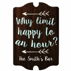 Custom Tavern Shaped Wood Bar Sign - Happy Hour