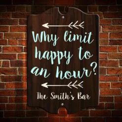 Custom Tavern Shaped Wood Bar Sign - Happy Hour -Endurance Sales add your name frame sign why limit happy hour bar wall