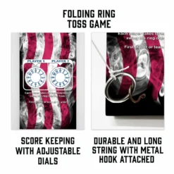 Customizable Wall Mounted Folding Ring Toss - American Flag Smoke -Endurance Sales american flag custom ringtoss listing 2