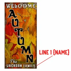 Customizable Large Vintage Wooden Bar Sign - Leaves - 11 3/4" X 23 3/4" - Multiple Design Options Available -Endurance Sales autumn web 3