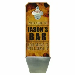 Custom Wall Mounted Wood Plaque Bottle Opener And Cap Catcher - Serve It