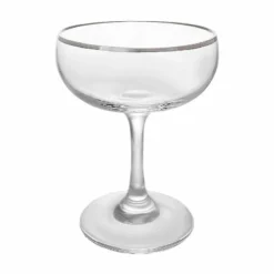 BarConic® Glassware - Silver Rimmed Coupe Cocktail Glass - 7 Oz