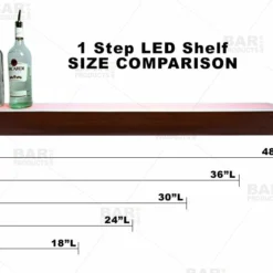 BarConic® LED Liquor Bottle Display Shelf - 1 Step - Mahogany - Several Lengths 15 BarConic® LED Liquor Bottle Display Shelf - 1 Step - Mahogany - Several Lengths -Endurance Sales barconic led liquor bottle display shelf 1 tier mahogany bpc 9