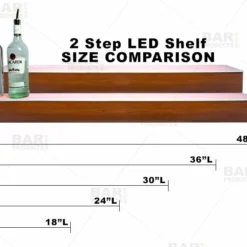 BarConic® LED Liquor Bottle Display Shelf - 2 Steps - Wild Cherry - Several Lengths -Endurance Sales barconic led liquor bottle display shelf 2 step wild cherry bpc 12