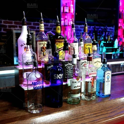 BarConic® LED Liquor Bottle Display Shelf - 3 Steps - Mahogany - Several Lengths 5 BarConic® LED Liquor Bottle Display Shelf - 3 Steps - Mahogany - Several Lengths - Image 3