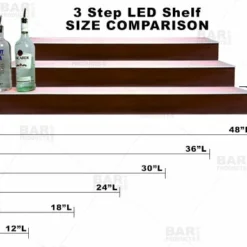 BarConic® LED Liquor Bottle Display Shelf - 3 Steps - Mahogany - Several Lengths 21 BarConic® LED Liquor Bottle Display Shelf - 3 Steps - Mahogany - Several Lengths -Endurance Sales barconic led liquor bottle display shelf 3 step mahogany bpc 9