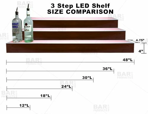 BarConic® LED Liquor Bottle Display Shelf - 3 Steps - Mahogany - Several Lengths 11 BarConic® LED Liquor Bottle Display Shelf - 3 Steps - Mahogany - Several Lengths - Image 9