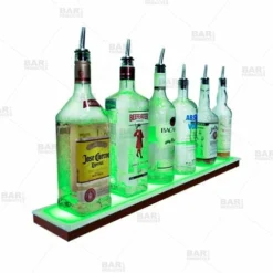BarConic® LED Liquor Bottle Display Shelf - Low Profile - 1 Step - Mahogany - Several Lengths -Endurance Sales barconic led liquor bottle display shelf low profile mahogany bpc 500