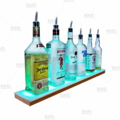 BarConic® LED Liquor Bottle Display Shelf - Low Profile - 1 Step - Wild Cherry - Several Lengths -Endurance Sales barconic led liquor bottle display shelf low profile wild cherry bpc 7