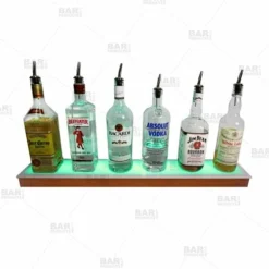 BarConic® LED Liquor Bottle Display Shelf - Low Profile - 1 Step - Wild Cherry - Several Lengths -Endurance Sales barconic led liquor bottle display shelf low profile wild cherry bpc 8 1