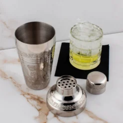 BarConic® Vintage Etched 3 Piece Shaker - 16 Ounce -Endurance Sales barconic vintage 3piece scene2