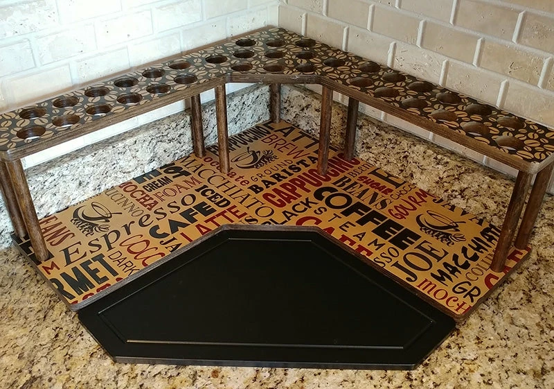 Counter Caddies™ - "BARISTA" Themed Artwork - Corner Shelf - W/ K-CUP Holes 6 Counter Caddies™ - "BARISTA" Themed Artwork - Corner Shelf - W/ K-CUP Holes - Image 4