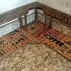 Counter Caddies™ - "BARISTA" Themed Artwork - Corner Shelf - W/ Trash Can Inset -Endurance Sales barista trash web 800