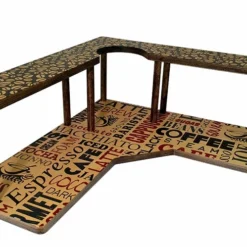 Counter Caddies™ - "BARISTA" Themed Artwork - Corner Shelf - W/ Trash Can Inset
