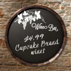 Bar & Menu Chalkboard Barrel Top Tavern Signs (Several Styles Available) -Endurance Sales barr chalk winebar chalkboard barrel sign wine bar wall 1