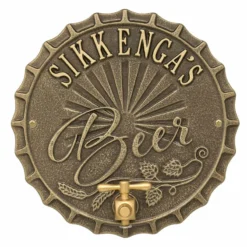 CUSTOMIZABLE Cast Aluminum Plaque (and Bottle Opener) - Bottle Cap Brew Design -Endurance Sales beer cap plaque bpc 5