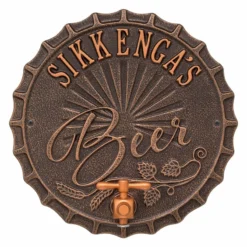 CUSTOMIZABLE Cast Aluminum Plaque (and Bottle Opener) - Bottle Cap Brew Design -Endurance Sales beer cap plaque bpc 6