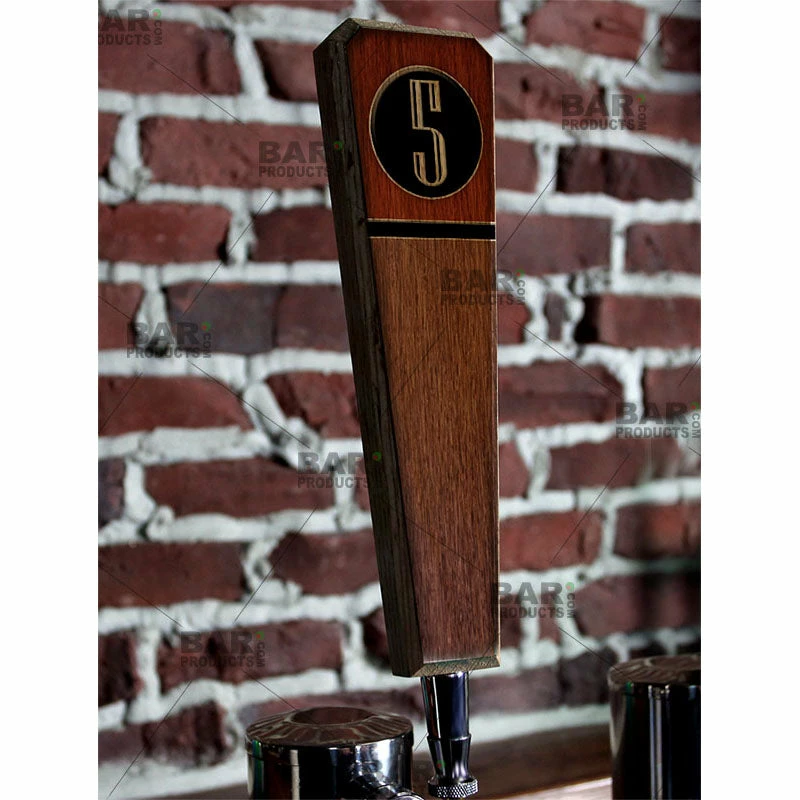 Numbered Beer Tap Handles - Oak Wood - Emblem 4 Numbered Beer Tap Handles - Oak Wood - Emblem - Image 2