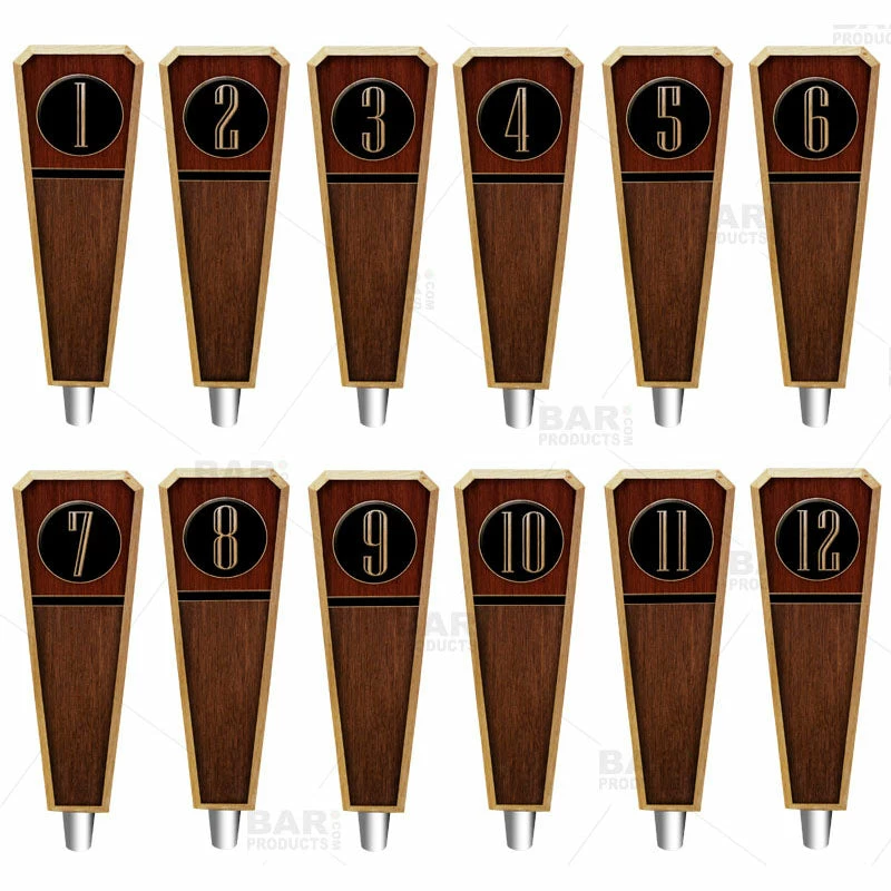Numbered Beer Tap Handles - Oak Wood - Emblem 6 Numbered Beer Tap Handles - Oak Wood - Emblem - Image 4
