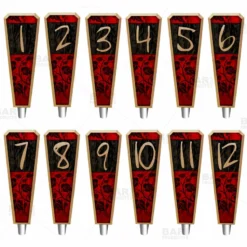 Numbered Beer Tap Handles - Oak Wood - Red / Black Grunge -Endurance Sales beer tap handle numbers3 8in web display bp