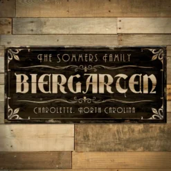 CUSTOMIZABLE Large Vintage Wooden Bar Sign - BIERGARTEN - 11 3/4" X 23 3/4" -Endurance Sales biergarten large wood plank sign 5