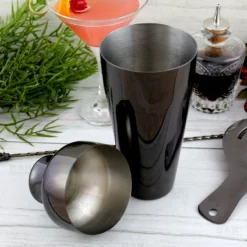 Olea™ Parisian Style 2 Piece Cocktail Shaker - Gun Metal Plated - 20 Ounce -Endurance Sales black 2p cocktail shaker bpc 4