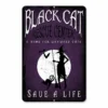 Black Cat Rescue - 12" X 18" Halloween Metal Bar Sign -Endurance Sales black cat rescue metal bar sign web1