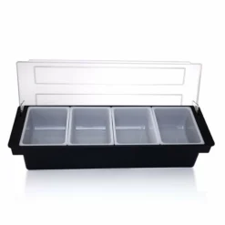 Black Condiment Holder (Fruit Trays) With Ice Compartment -Endurance Sales black condiment holder 4x1 5pint insert tray 1