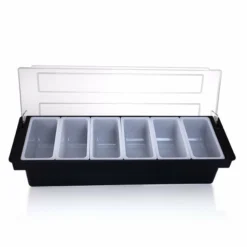 Black Condiment Holder (Fruit Trays) With Ice Compartment -Endurance Sales black condiment holder 6x1pint insert tray 1