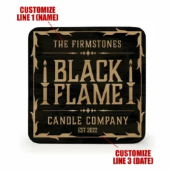 Wooden Square Coasters - Customizable - Halloween Black Flame Candle Company - Set Of 4 -Endurance Sales black flame candle company wood coaster3