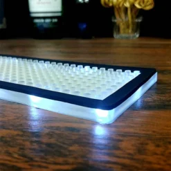 LED Bar Mats (3 3/4" W X 23 3/8" L) - 3 Color Options - Red, White, And Blue -Endurance Sales black lighted bar mat