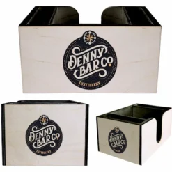 Customizable Wooden Bar Caddy W/ Black Interior -Endurance Sales black logo example web image 1