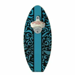 Swirls Wooden Surfboard Wall Mounted Bottle Opener