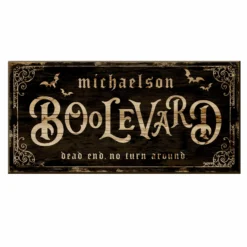 CUSTOMIZABLE Large Vintage Wooden Halloween Sign - BOOLEVARD - 11 3/4" X 23 3/4"