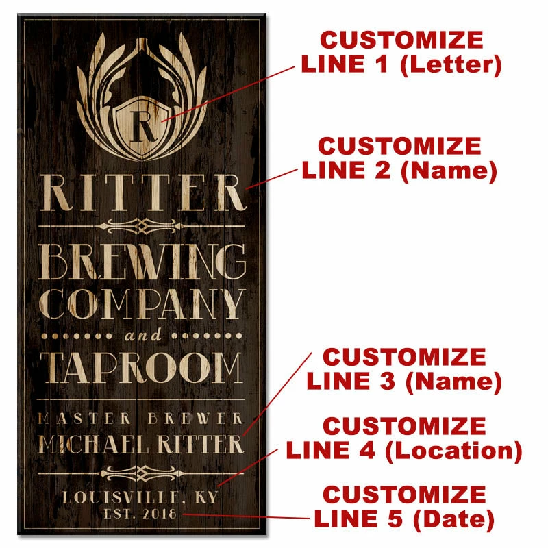 CUSTOMIZABLE Large Vintage Wooden Bar Sign - BREWING COMPANY - 11 3/4" X 23 3/4" 4 CUSTOMIZABLE Large Vintage Wooden Bar Sign - BREWING COMPANY - 11 3/4" X 23 3/4" - Image 2