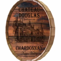 Custom Wood Barrel Top Sign – Chateau Design 8 Custom Wood Barrel Top Sign – Chateau Design -Endurance Sales chateau white wine themed barrel top tavern sign 2