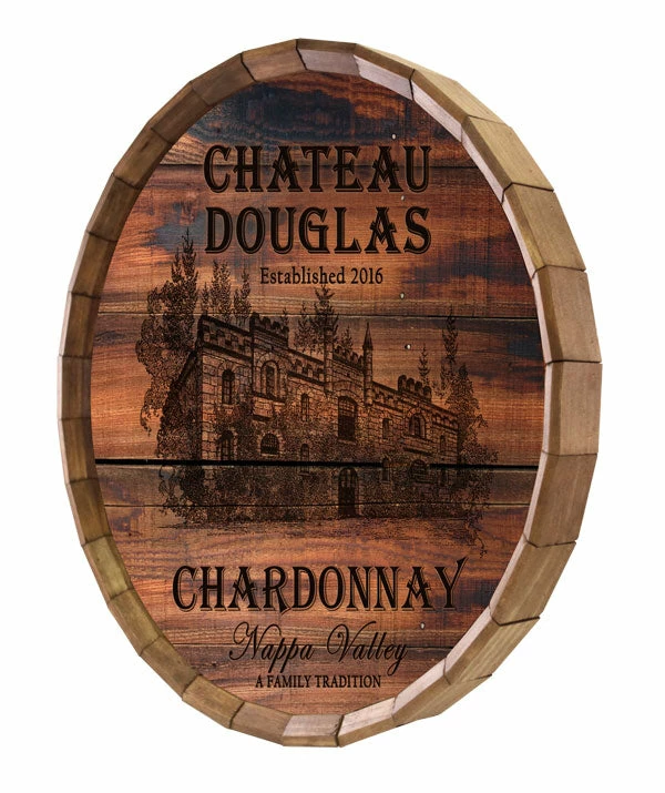 Custom Wood Barrel Top Sign – Chateau Design 5 Custom Wood Barrel Top Sign – Chateau Design - Image 3