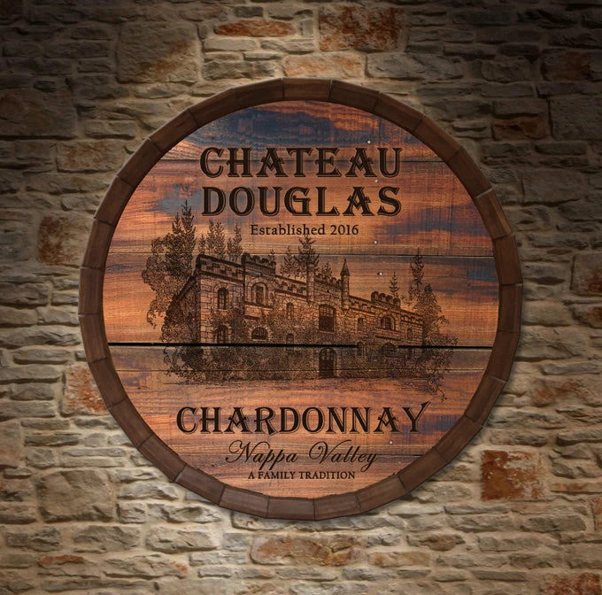Custom Wood Barrel Top Sign – Chateau Design 6 Custom Wood Barrel Top Sign – Chateau Design - Image 4