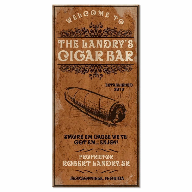 CUSTOMIZABLE Large Vintage Wooden Bar Sign - Cigar Bar - 11 3/4" X 23 3/4" 3 CUSTOMIZABLE Large Vintage Wooden Bar Sign - Cigar Bar - 11 3/4" X 23 3/4"